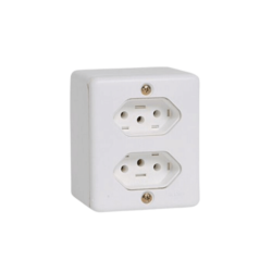 TOMADA DUPLA SISTEMA X - BRANCA 10A ILUMI - BRANCO