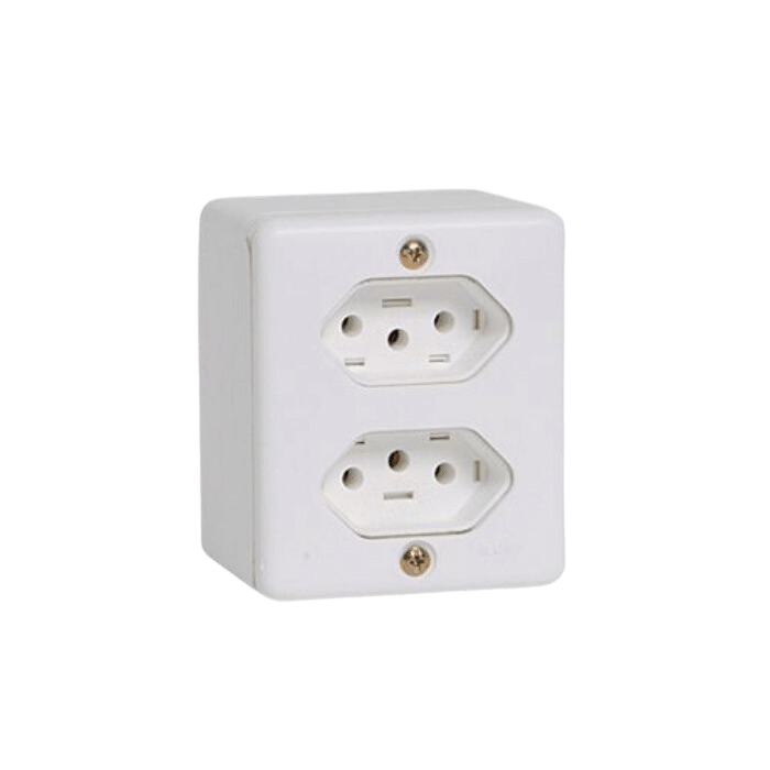 TOMADA DUPLA SISTEMA X - BRANCA 10A ILUMI - BRANCO